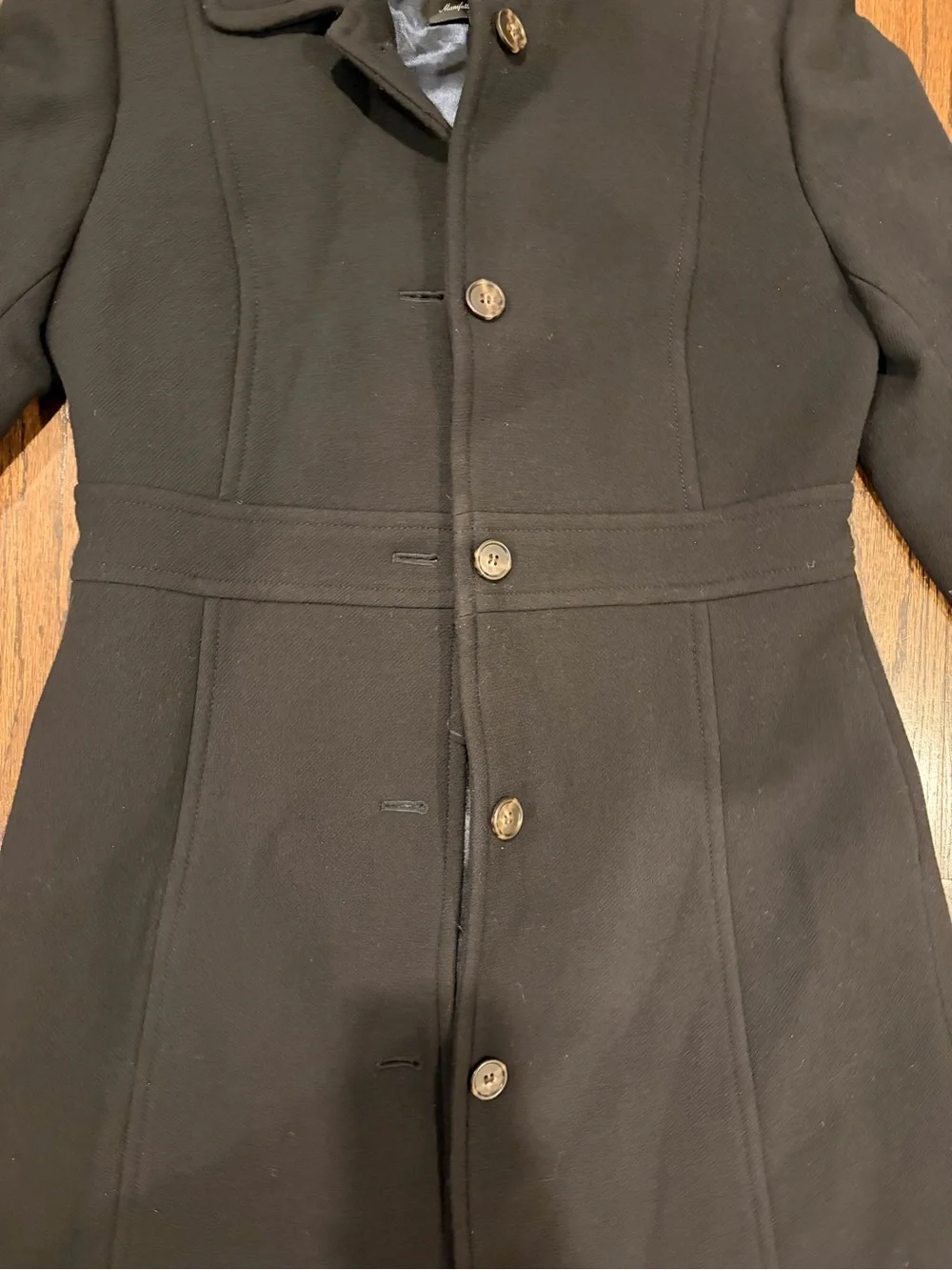 J. Crew Black Wool Peacoat with Tailored Waist - Picture 3 of 8